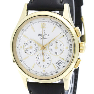 ZENITH Prime Chronograph Gold Plated Hand-Winding Mens Watch 20-0010.420 Poli...